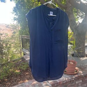 NSF silk sleeveless button down top.  Navy size Small